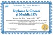 Diploma de onoare si Medalia IFA (Doctor Cristian RUSET)